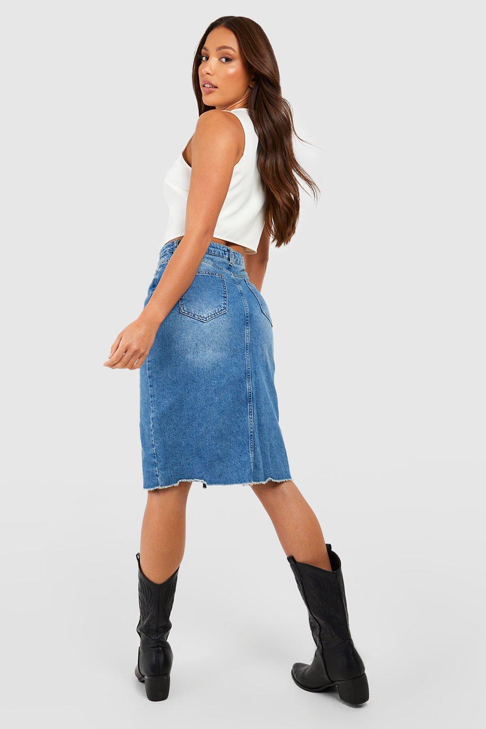 Free people maddie store denim midi skirt